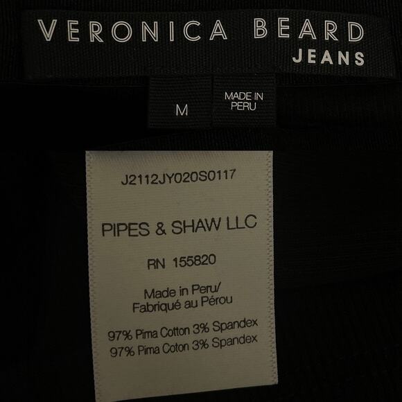 Veronica Beard Jeans Black Fawsett Top Off The Shoulder Sz M Pima Cotton Ribbed - Picture 8 of 8